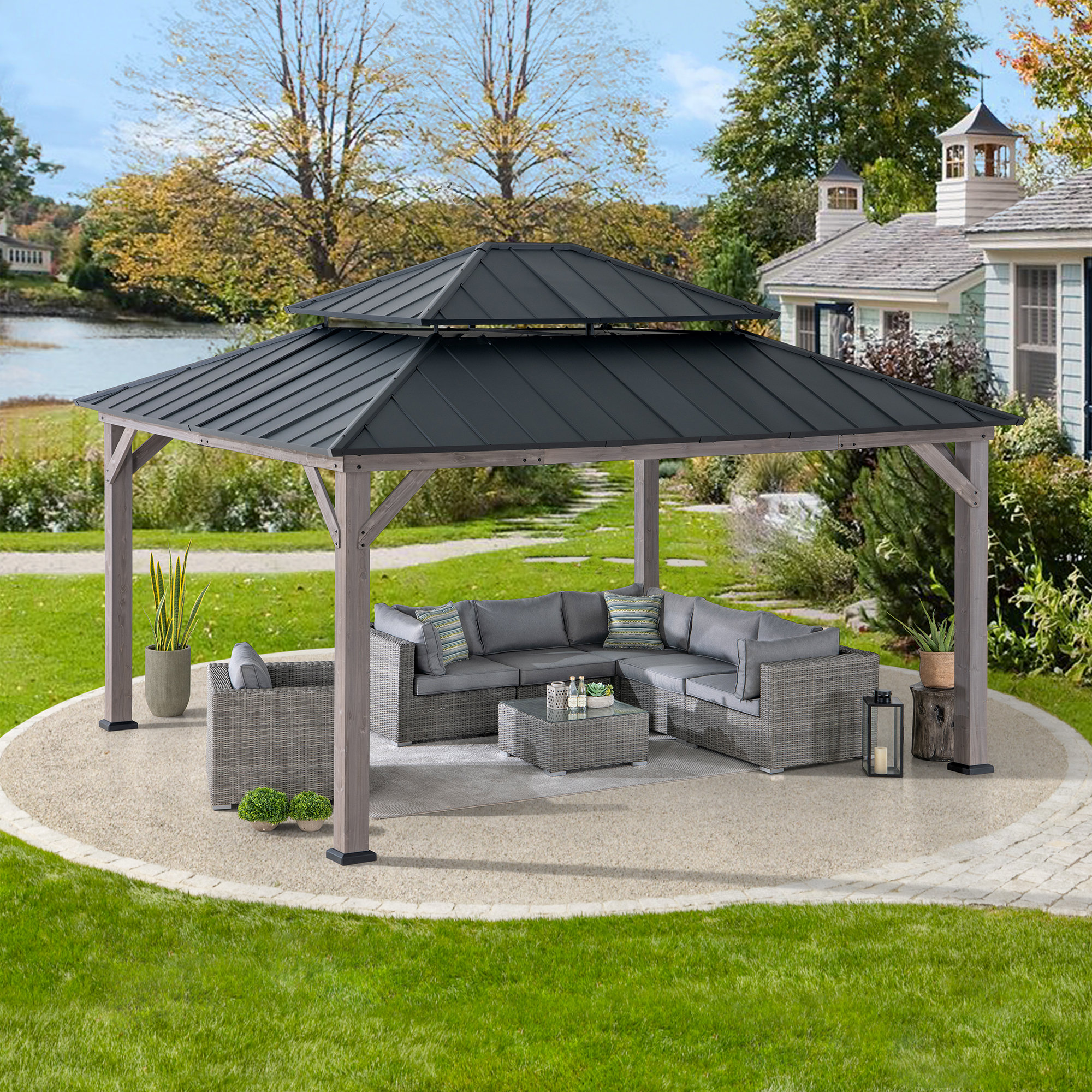 Sunjoy+13+x+15+ft.+Wood+Gazebo